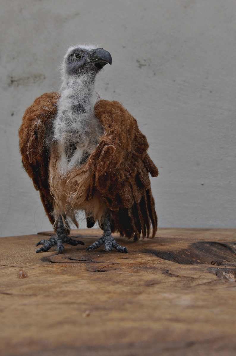 Needle Felted Animals. Halloween decoration. African White-backed Vulture. Made to order image 1