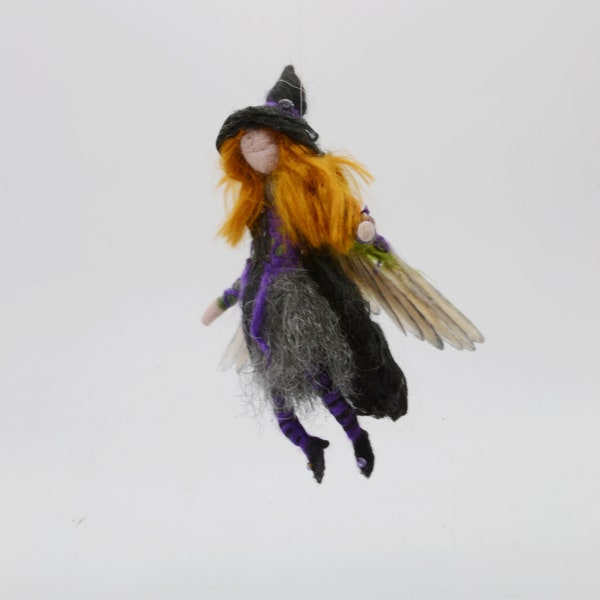 Needle Felted Waldorf Witch , Vegan fibers, Witch Art, Witch Art Doll, Needle Felted Witch, Design a Witch, Halloween display