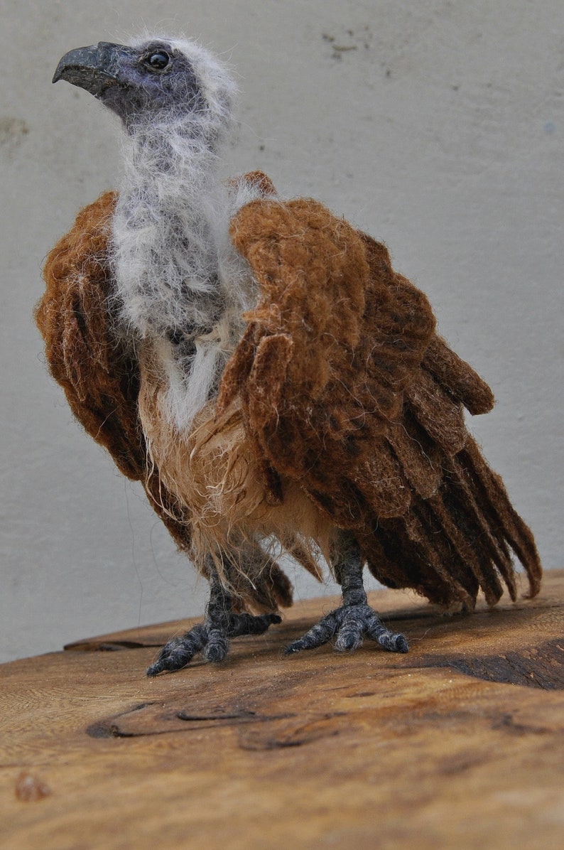 Needle Felted Animals. Halloween decoration. African White-backed Vulture. Made to order image 2