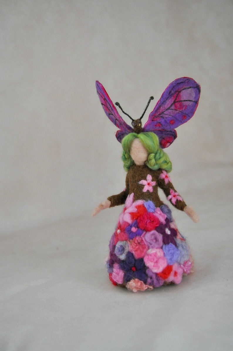 Needle Felted Waldorf Doll. Flowers Queen.standing Doll Made Etsy