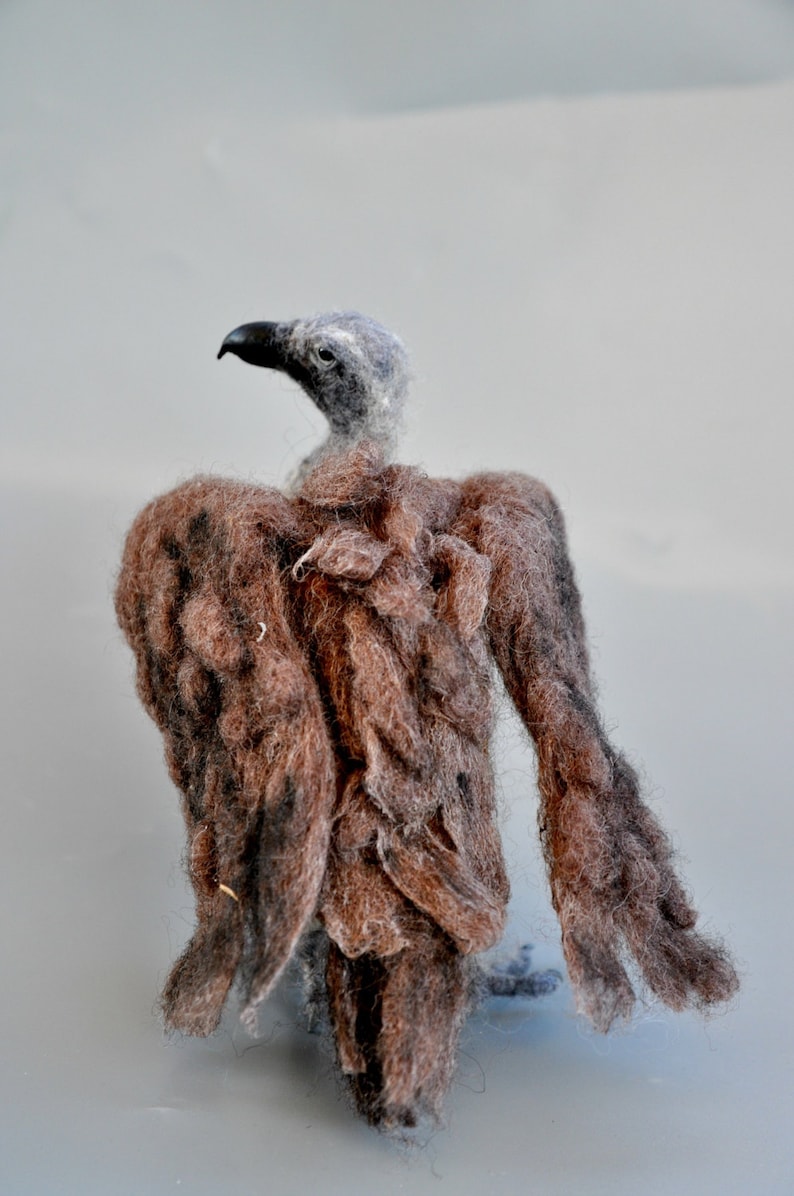 Needle Felted Animals. Halloween decoration. African White-backed Vulture. Made to order image 3