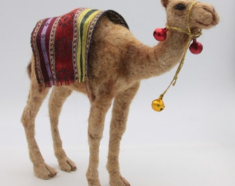 Needle felted camel, Wool felt sculpture, Camel for wool nativity, Needle Felted animal, Camel art doll, Unique felted doll