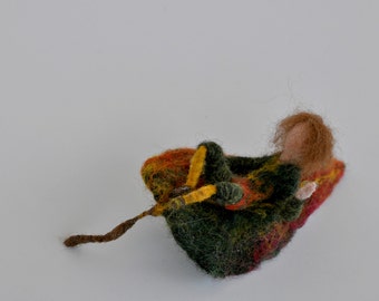 Needle Felted Waldorf Doll. Leaf child. Autumn. Made to order