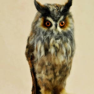 Needle felted owl. Long-eared Owl. Made to order image 4