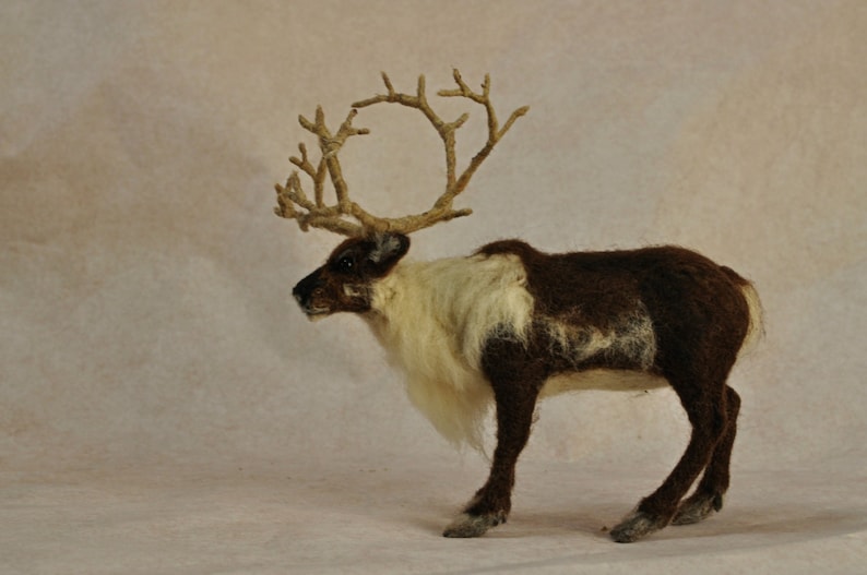 Needle felted animals. Needle Felted Reindeer. Needle felted soft sculpture. Needle felt by Daria Lvovsky image 2