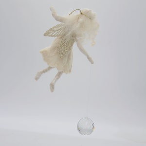 Needle felted Waldorf Little White Angel Ornament. Christmas tree decoration .Gift for Waldorf teacher image 7