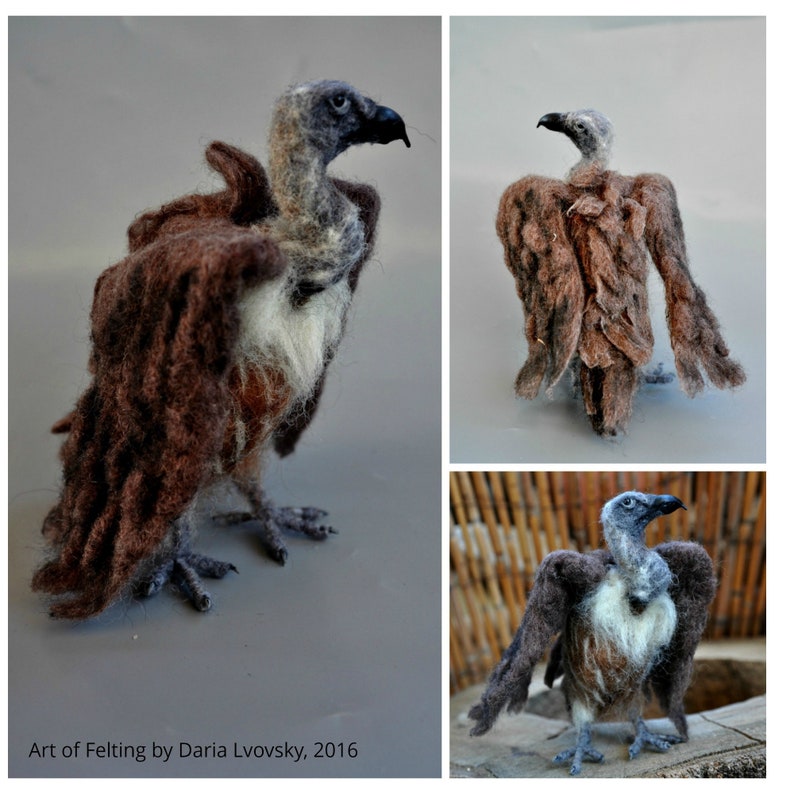 Needle Felted Animals. Halloween decoration. African White-backed Vulture. Made to order image 7