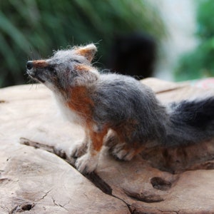 Needle Felted Animals. Sitting Gray fox. Felted fox. Needle felted fox. Made to order image 4