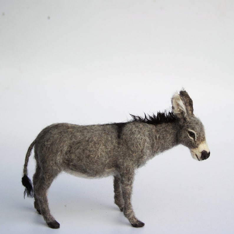 Needle felted Animal, Felted Donkey, Needle felted Nativity, Needle felt by Art of Felting , Collectable Art Needle Felted animal Sculpture image 1