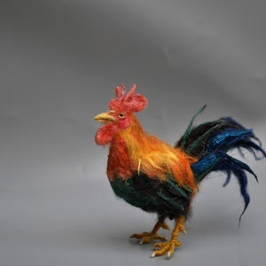 Needle felted Bird . Needle Felted Rooster. Needle felt by Daria Lvovsky image 2