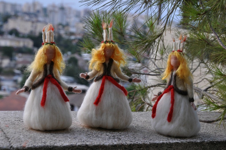 Needle felted Waldorf Santa Lucia. Made for custom order image 2