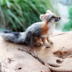 Needle Felted Animals. Sitting Gray fox. Felted fox. Needle felted fox. Made to order image 8