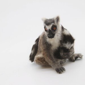 Needle felted Ring Tailed Lemur. Needle felted animal. Animal art sculpturet image 10