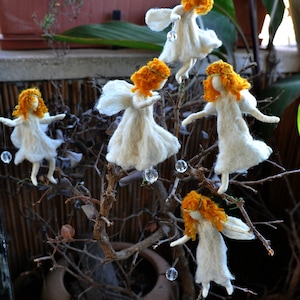 Needle felted Waldorf  Little White Angel Ornament. Christmas tree decoration .Soft sculpture