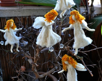 Needle felted Waldorf  Little White Angel Ornament. Christmas tree decoration .Soft sculpture