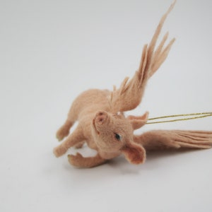 Needle felted animal. PIGASUS. Christmas tree Ornament. Made to order image 8