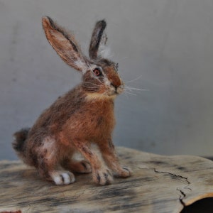 Needle felted animal, Felted rabbit, Needle felted bunny ,Needle felted rabbit, Wool Felt Animals. Jackrabbit. Made to order image 4
