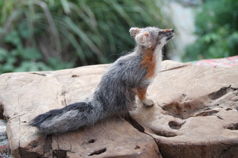 Needle Felted Animals. Sitting Gray fox. Felted fox. Needle felted fox. Made to order image 9