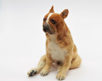 カスタムニードルフェルトの犬、フェルトのブルドッグ、フレンチ