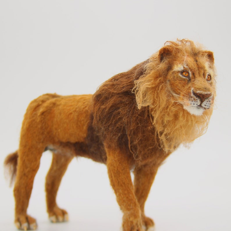 Needle Felted Animal. Needle Felted Lion. King of Beasts. Etsy