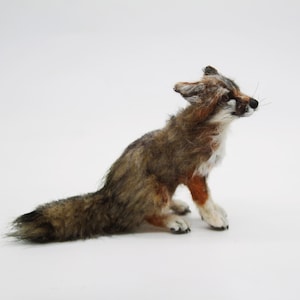 Needle Felted Animals. Sitting Gray fox. Felted fox. Needle felted fox. Made to order image 10