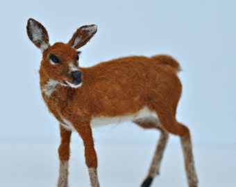 Needle felted animal. Deer . Soft sculpture.  Made to order