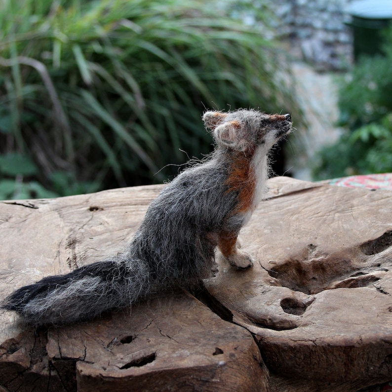 Needle Felted Animals. Sitting Gray fox. Felted fox. Needle felted fox. Made to order image 6