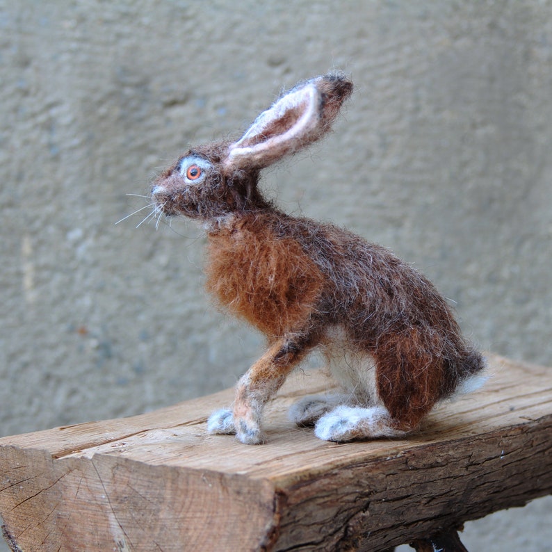 Needle felted animal, Felted rabbit, Needle felted bunny ,Needle felted rabbit, Wool Felt Animals. Jackrabbit. Made to order image 8