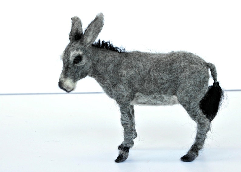 Needle felted Animal, Felted Donkey, Needle felted Nativity, Needle felt by Art of Felting , Collectable Art Needle Felted animal Sculpture image 3