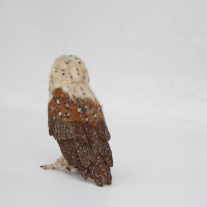 Needle Felted Owl . Needle felted tiny owl .Needle felt realistic owl. .Barn owl. Animal lover gift image 9