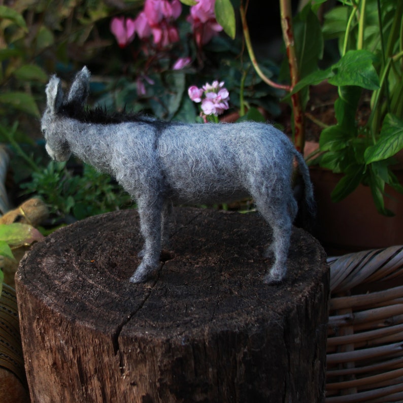 Needle felted Animal, Felted Donkey, Needle felted Nativity, Needle felt by Art of Felting , Collectable Art Needle Felted animal Sculpture image 7