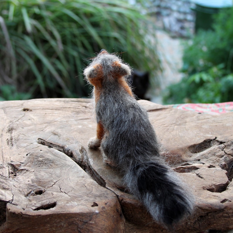 Needle Felted Animals. Sitting Gray fox. Felted fox. Needle felted fox. Made to order image 7