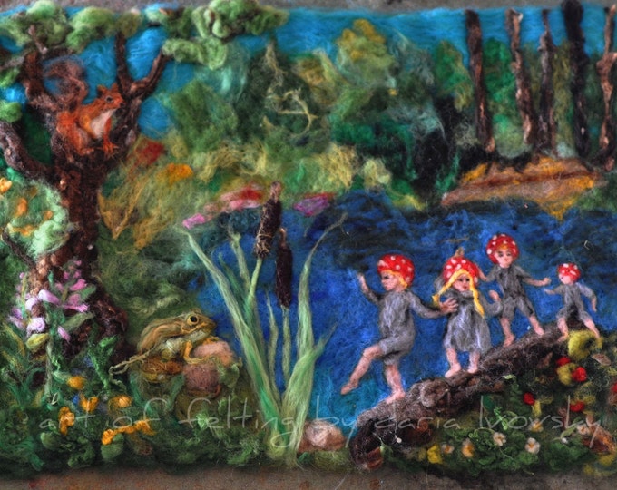 Needle Felted Wool Tapestry the Forest Children N5elsa Etsy