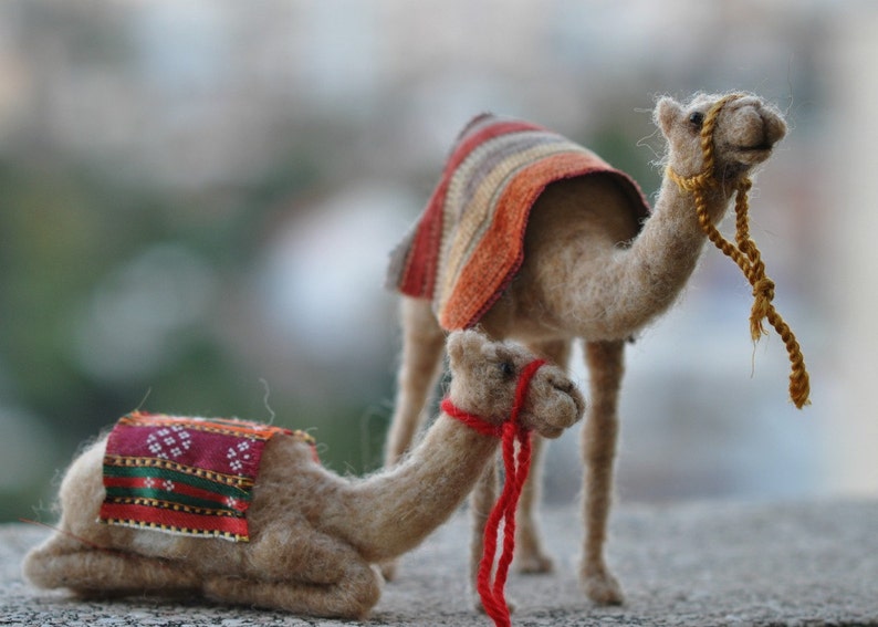 Needle felted Nativity. Sitting Camel Waldorf. Doll wool soft sculpture. Needle felt by Daria Lvovsky image 3
