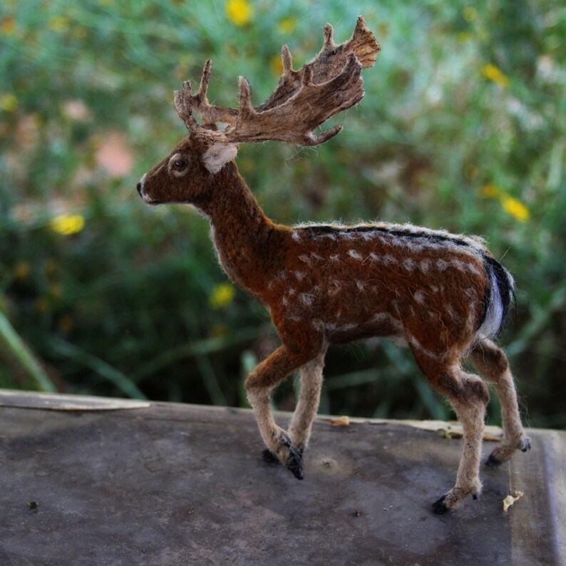 Needle Felted Animal. English fallow deer . needle felted deer sculpture, Deer Made to order image 10