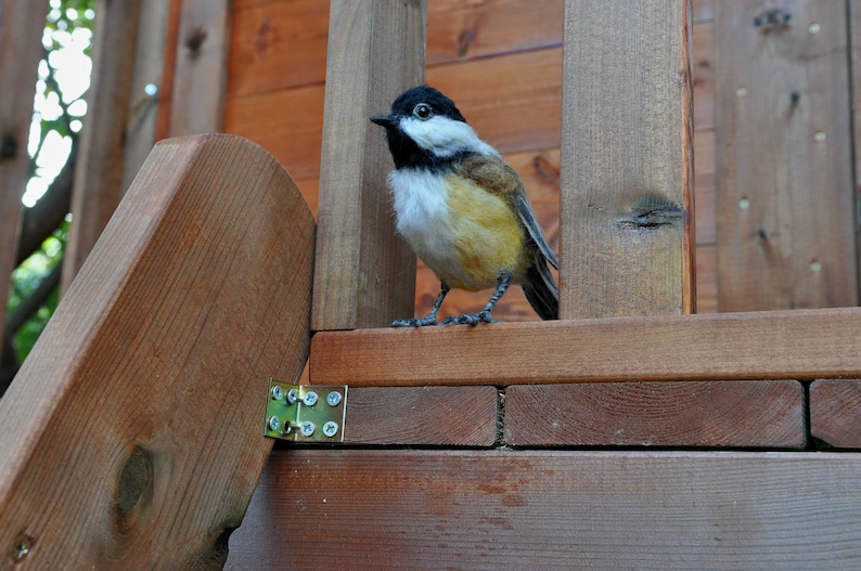 Needle felted Chickadee bird. Made to order. image 2