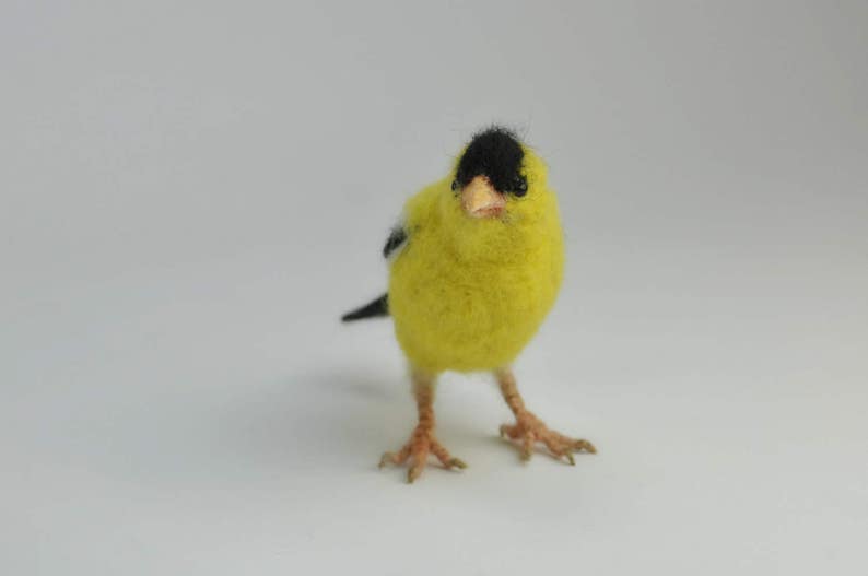 Needle Felted Bird-American Goldfinch Lifesize .Made to order image 3