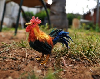 Needle felted Bird . Needle Felted Rooster.  Needle felt by Daria Lvovsky