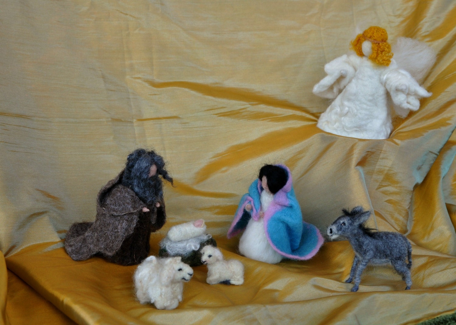 Needle Felted Nativity Set /nativity/waldorf 8 Pieces/mother Etsy