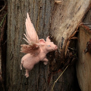 Needle felted animal. PIGASUS. Christmas tree Ornament. Made to order image 2