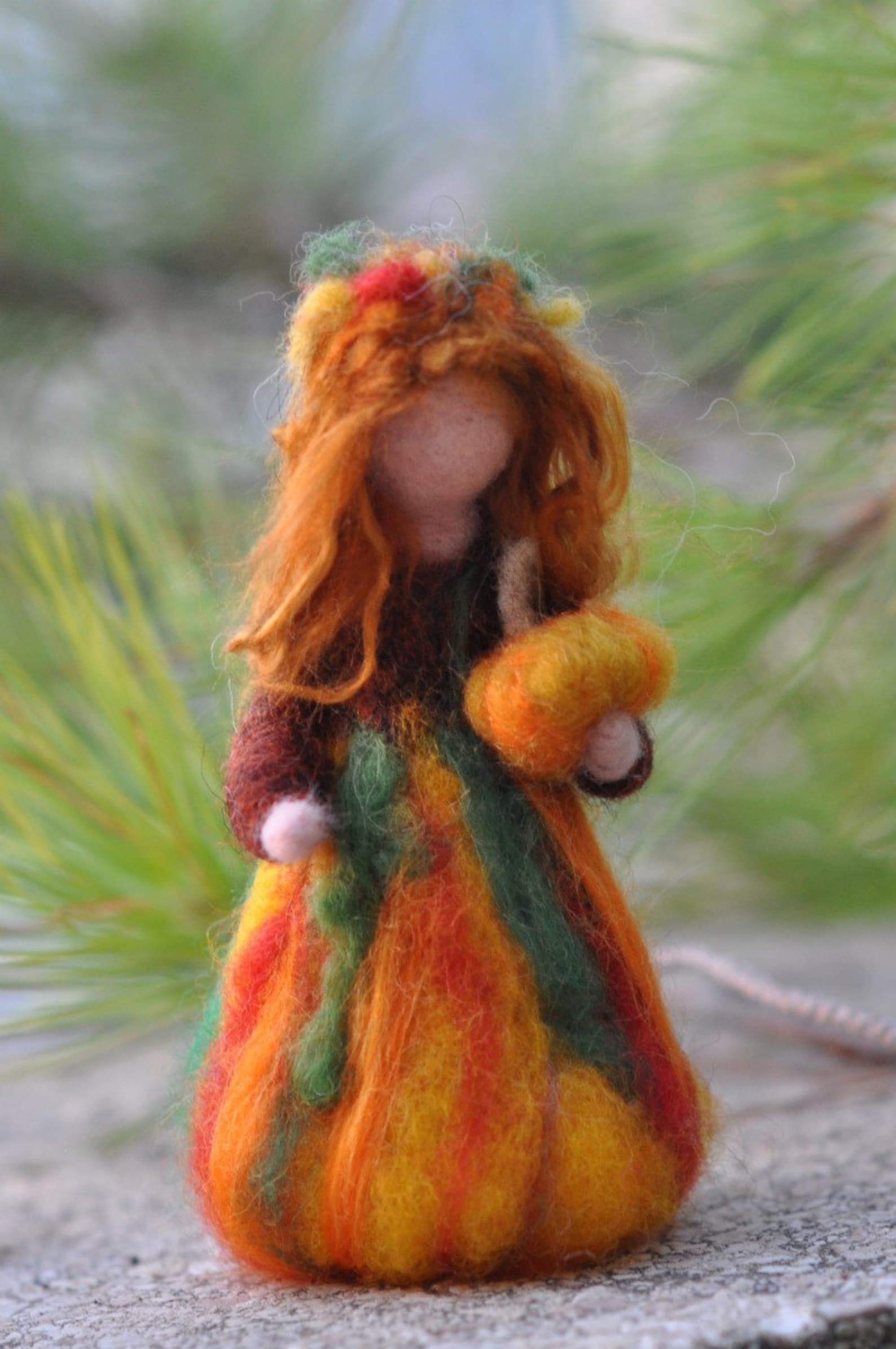 Needle Felted Doll Waldorf Wool Fairyautumnwaldorf Inspired Etsy