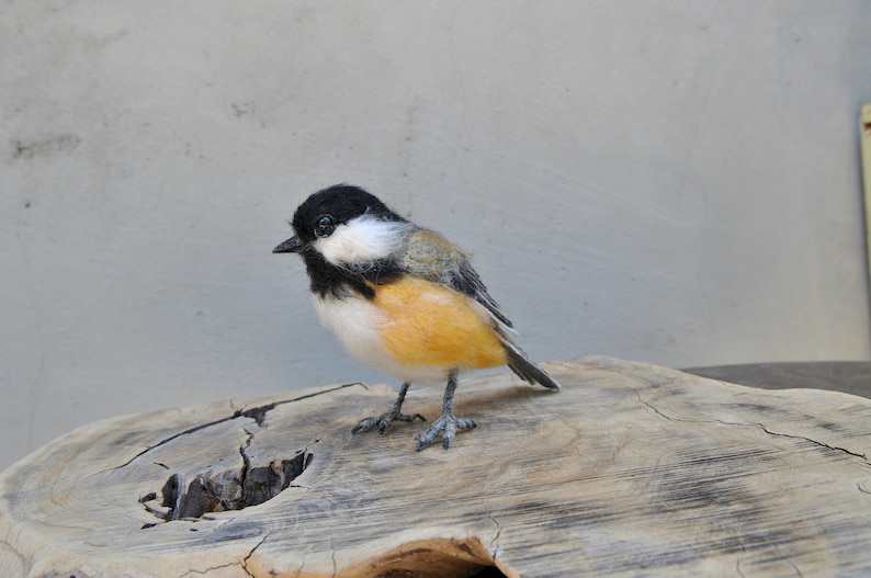 Needle felted Chickadee bird. Made to order. image 1