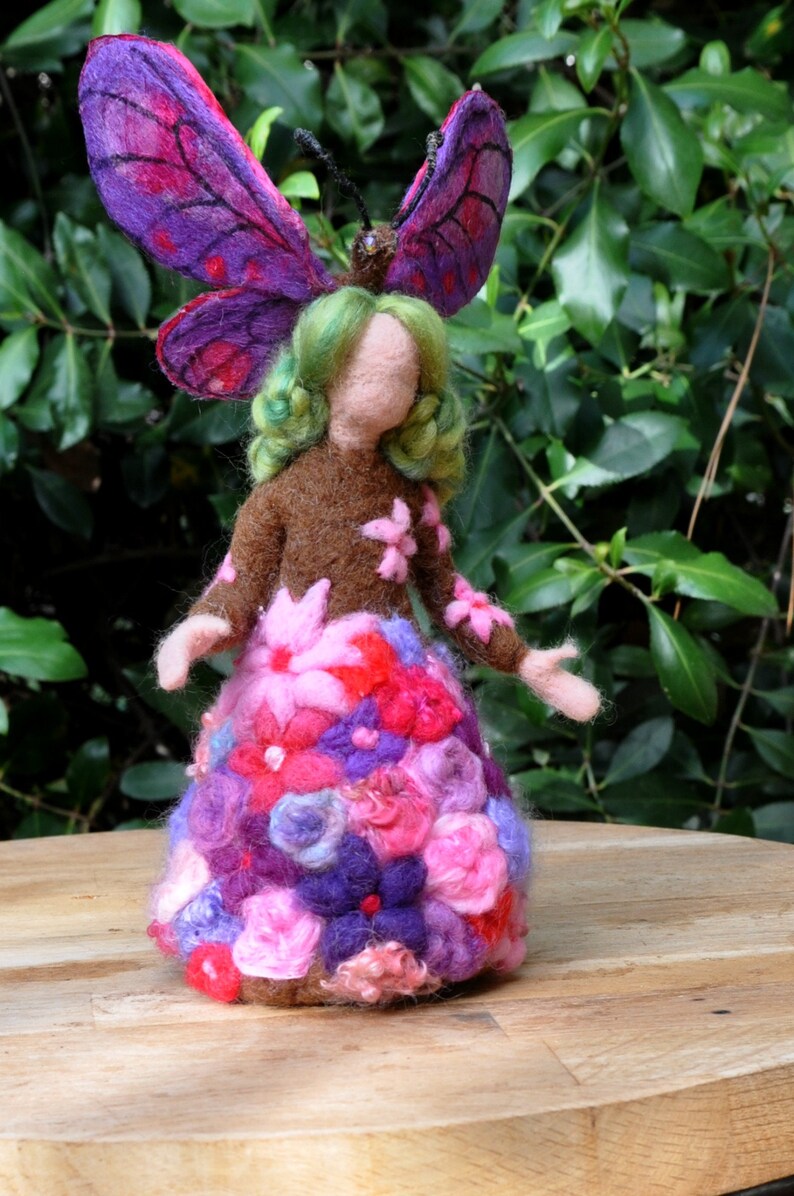 Needle Felted Waldorf Doll. Flowers Queen.standing Doll Made Etsy