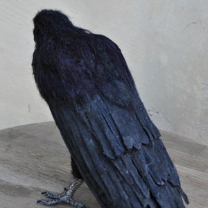 Needle Felted bird. Black raven. image 7