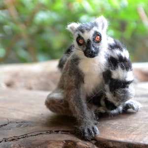 Needle felted Ring Tailed Lemur. Needle felted animal. Animal art sculpturet image 6