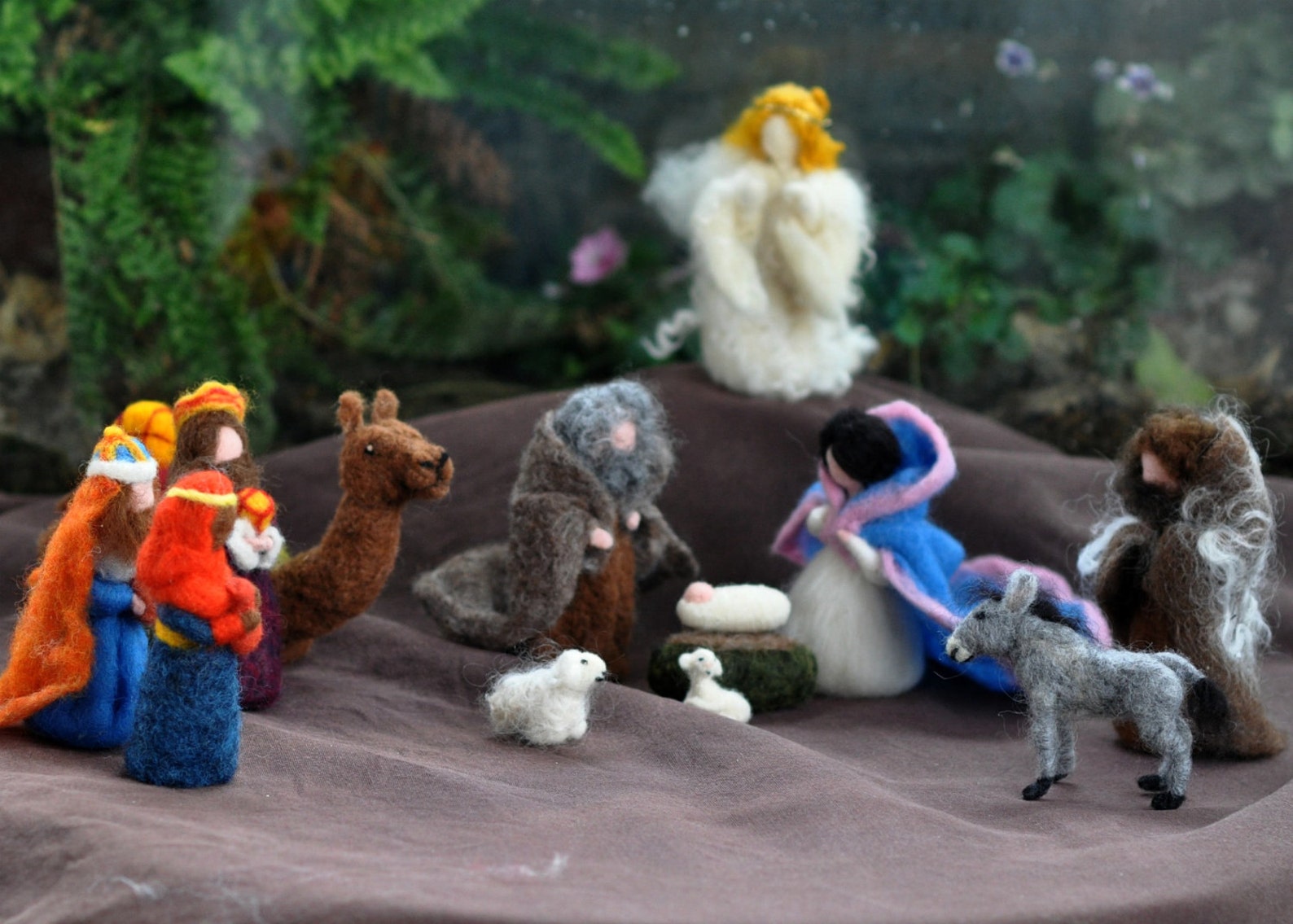 Needle felted nativity. Felted nativity.Nativity set 12 pc. Etsy