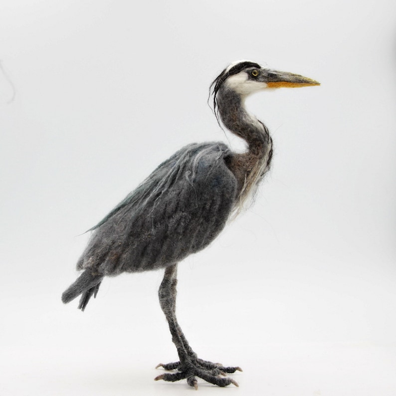 Needle Felted Bird. Blue heron image 7