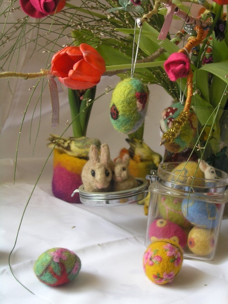Needle felted Waldorf Easter egg/Bloomy Plum/needle felt by Daria Lvovsky image 5