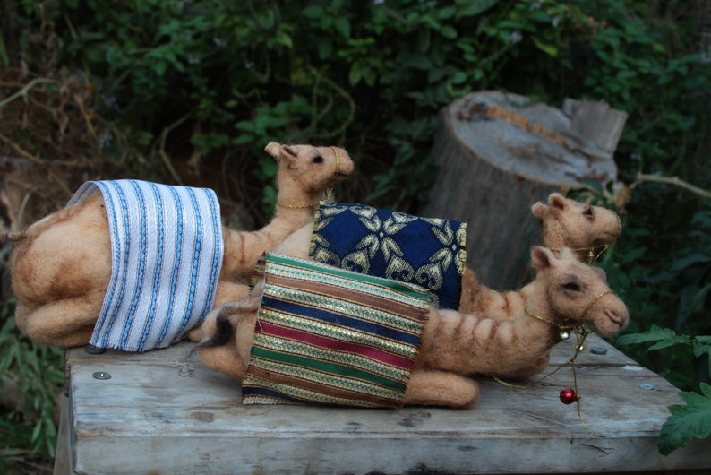 Needle felted Nativity. Sitting Camel Waldorf. Doll wool soft sculpture. Needle felt by Daria Lvovsky image 7