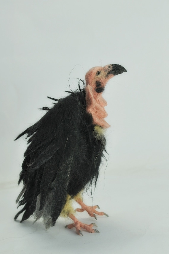 Needle Felted Bird. Red Headed Vulture. Made to Order - Etsy